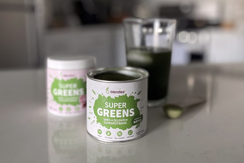 Supergreens Blendea - prášok rozmiešaný vo vode